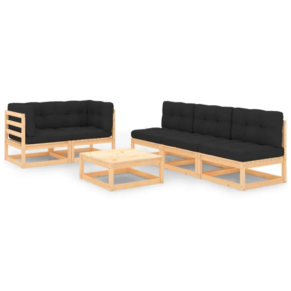 Design Esclusivo Set Divani Giardino 6 pz con Cuscini Legno Massello di Pino