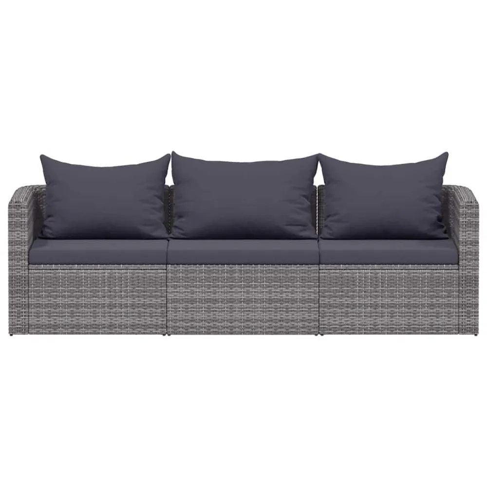 Design Esclusivo Set Divani da Giardino 3 pz con Cuscini Grigio Polyrattan