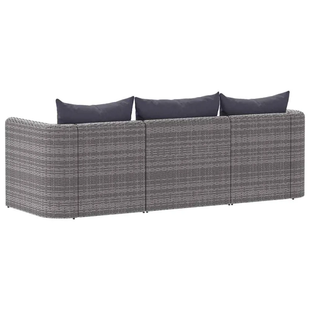 Design Esclusivo Set Divani da Giardino 3 pz con Cuscini Grigio Polyrattan