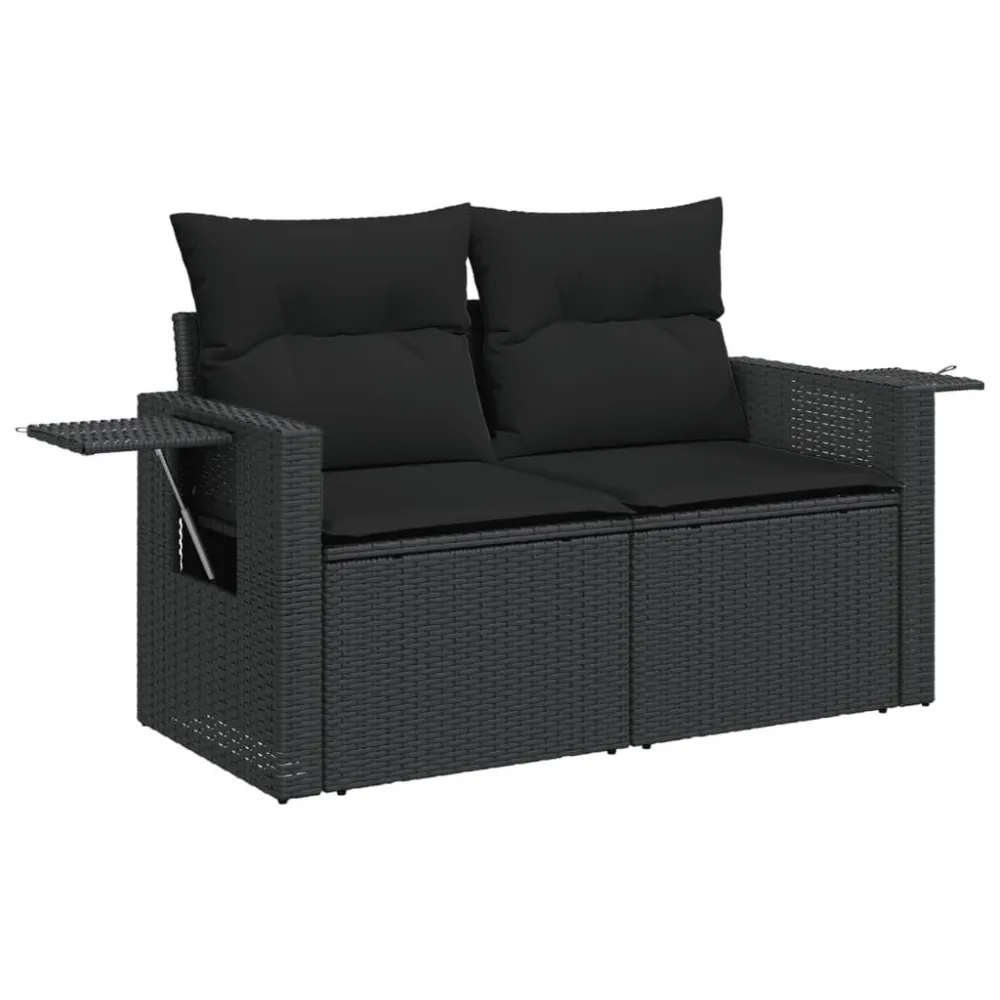 Design Esclusivo Set Divani da Giardino 3 pz con Cuscini Polyrattan Nero