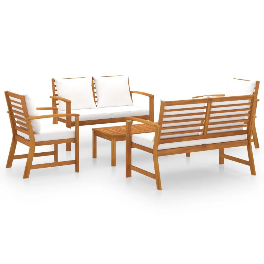 Design Esclusivo Set Divani da Giardino 5 pz con Cuscini Legno Acacia