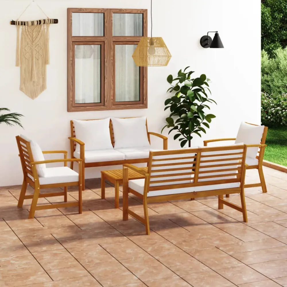 Design Esclusivo Set Divani da Giardino 5 pz con Cuscini Legno Acacia