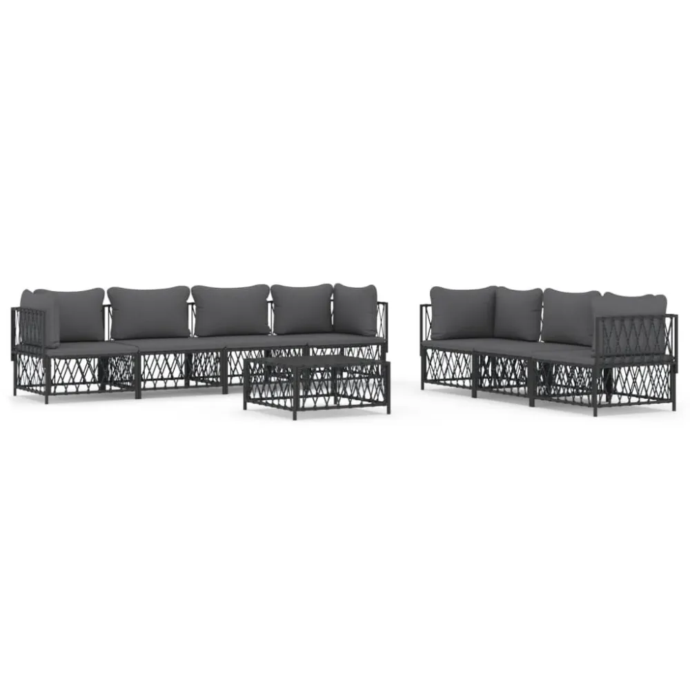 Design Esclusivo Set Divani da Giardino 8 pz con Cuscini Antracite Acciaio
