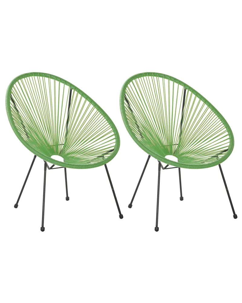 Design Esclusivo Set 2 Garden Chairs ACAPULCO II PE Rattan Green