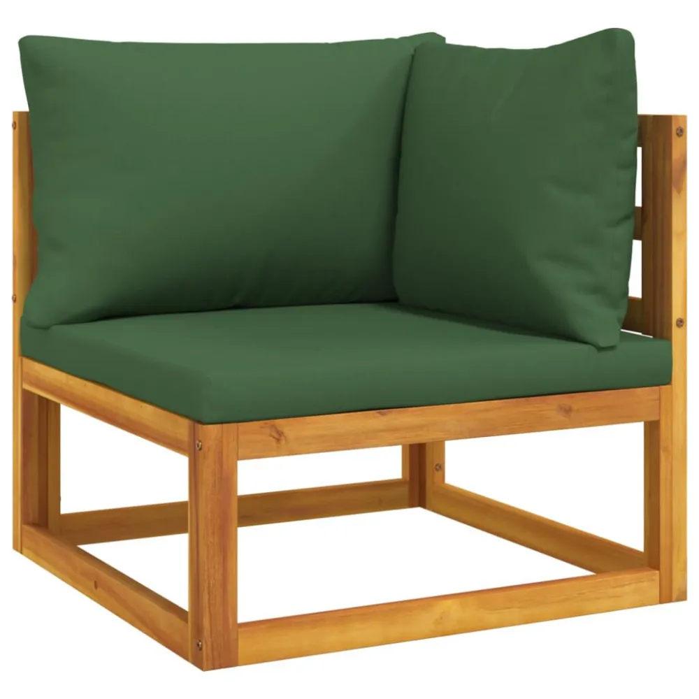 Design Esclusivo Set Salotto da Giardino 6pz con Cuscini Verdi Legno Massello