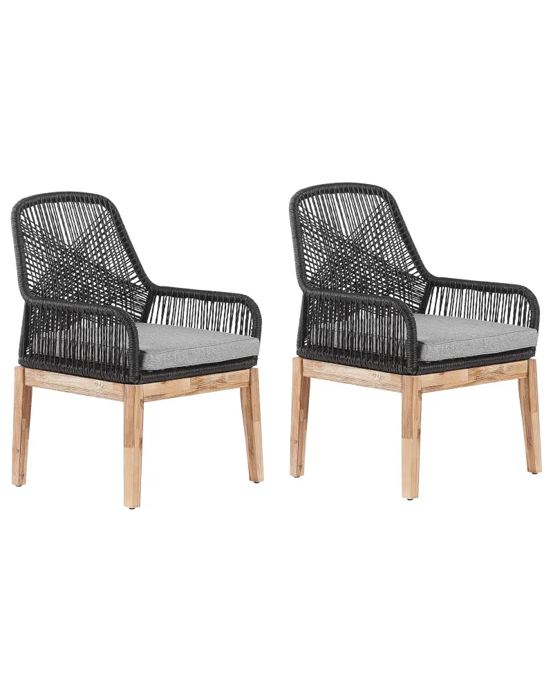 Design Esclusivo Set di 2 sedie da giardino con cuscini OLBIA Materiale sintetico Nero
