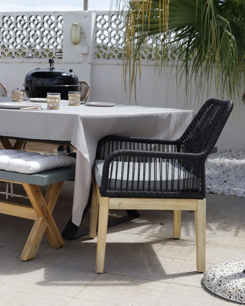 Design Esclusivo Set di 2 sedie da giardino con cuscini OLBIA Materiale sintetico Nero