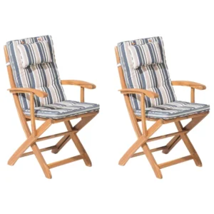 Design Esclusivo Set di 2 sedie da giardino con cuscini MAUI Legno d'acacia Multicolore