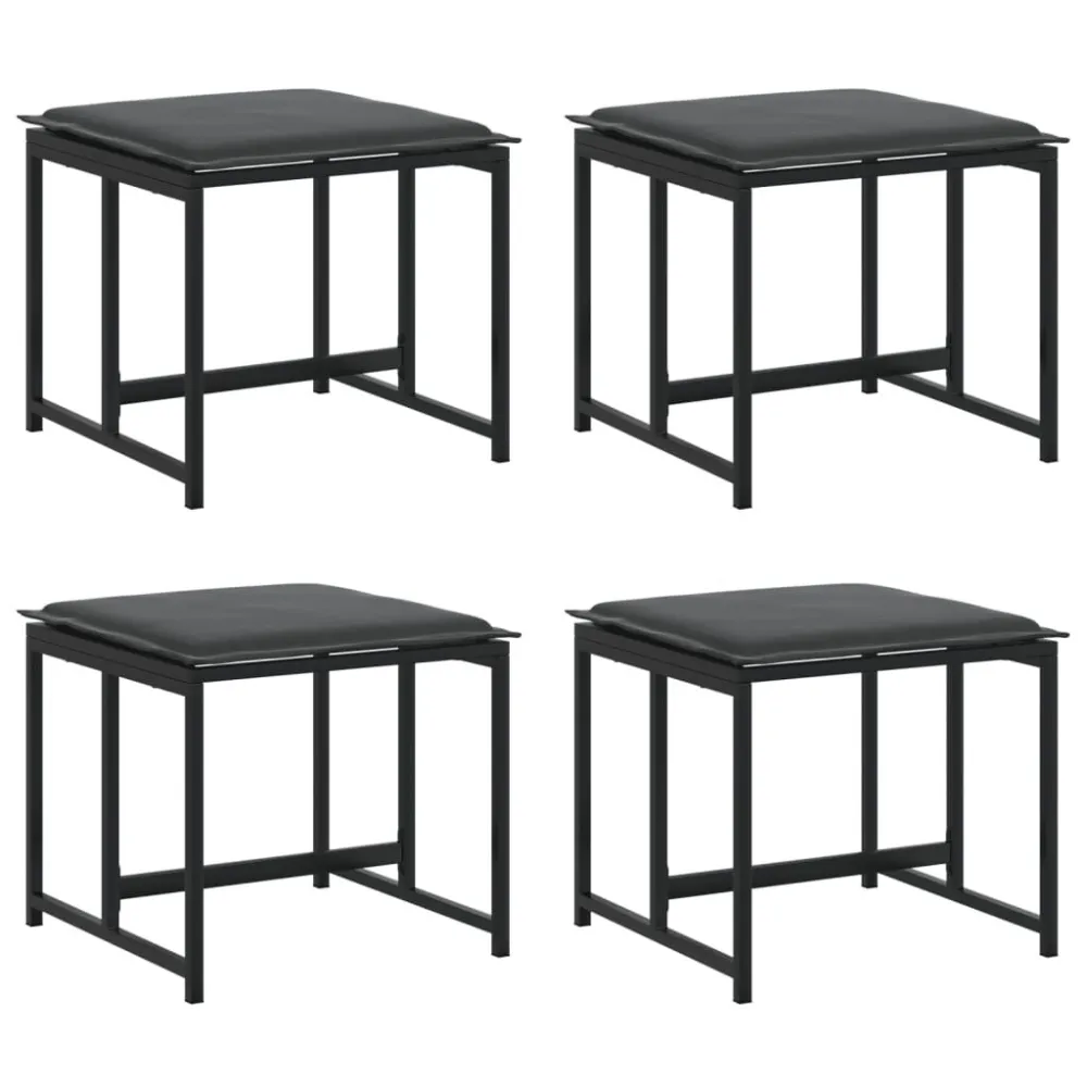Design Esclusivo Sgabelli da Giardino con Cuscini 4 pz Neri Acciaio e Textilene