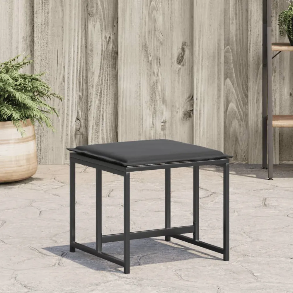 Design Esclusivo Sgabelli da Giardino con Cuscini 4 pz Neri Acciaio e Textilene
