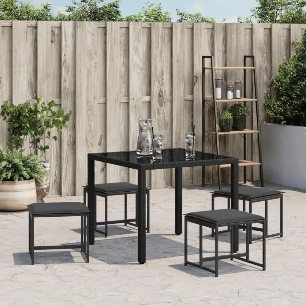 Design Esclusivo Sgabelli da Giardino con Cuscini 4 pz Neri Acciaio e Textilene