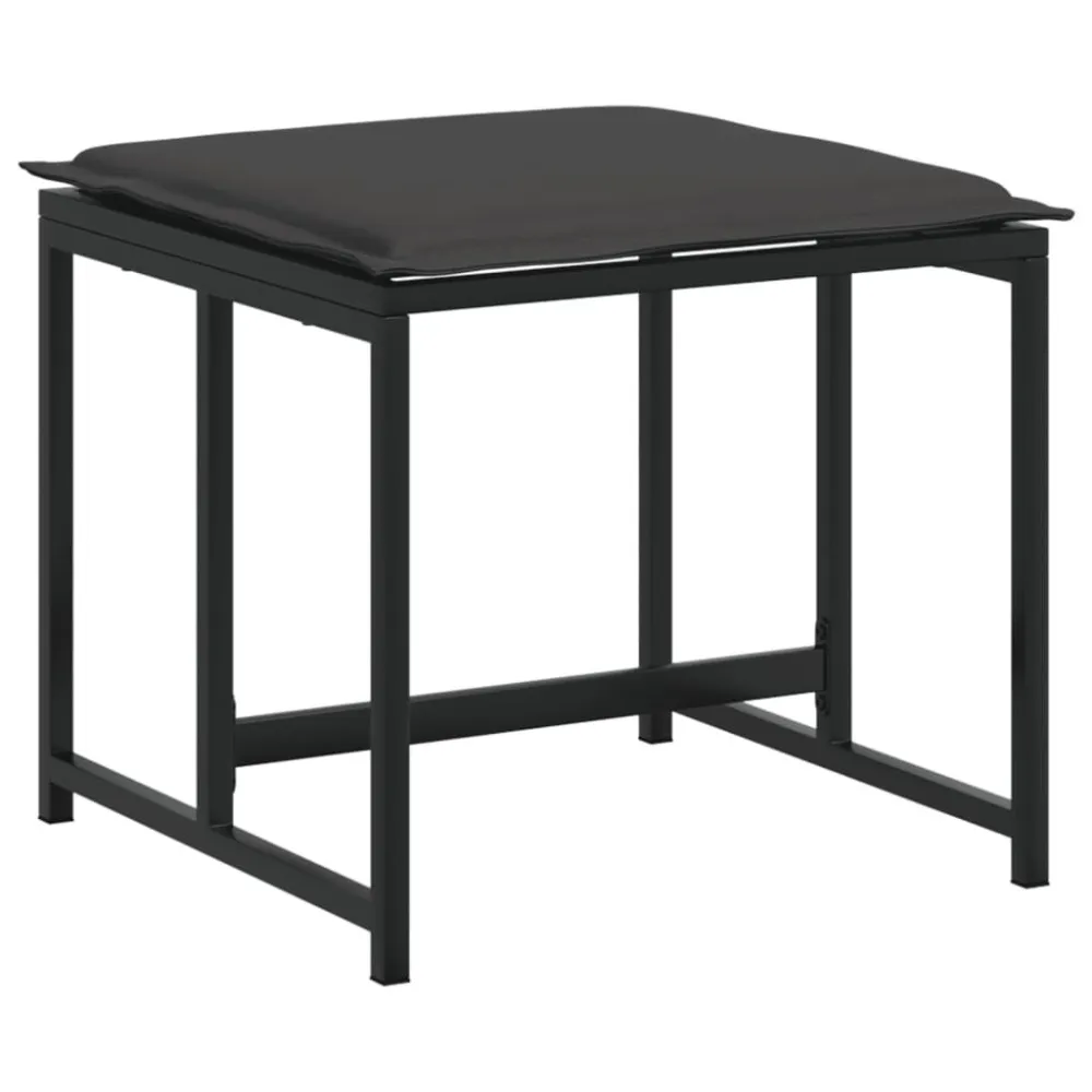 Design Esclusivo Sgabelli da Giardino con Cuscini 4 pz Neri Acciaio e Textilene
