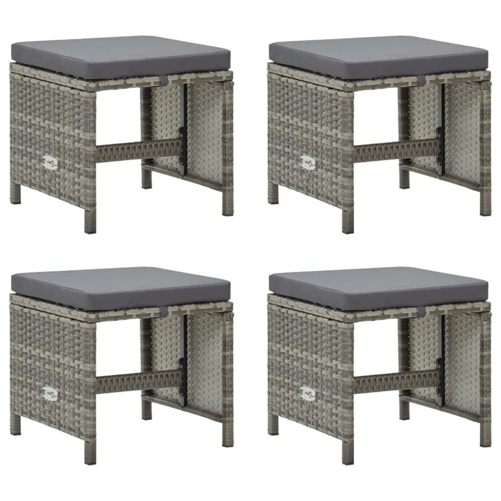 Design Esclusivo Sgabelli da Giardino 4 pz con Cuscini Polyrattan Grigio