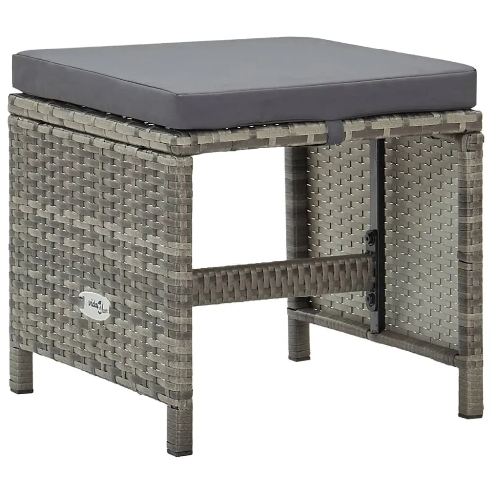 Design Esclusivo Sgabelli da Giardino 4 pz con Cuscini Polyrattan Grigio