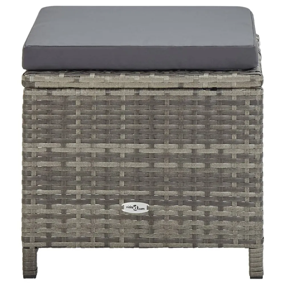 Design Esclusivo Sgabelli da Giardino 4 pz con Cuscini Polyrattan Grigio