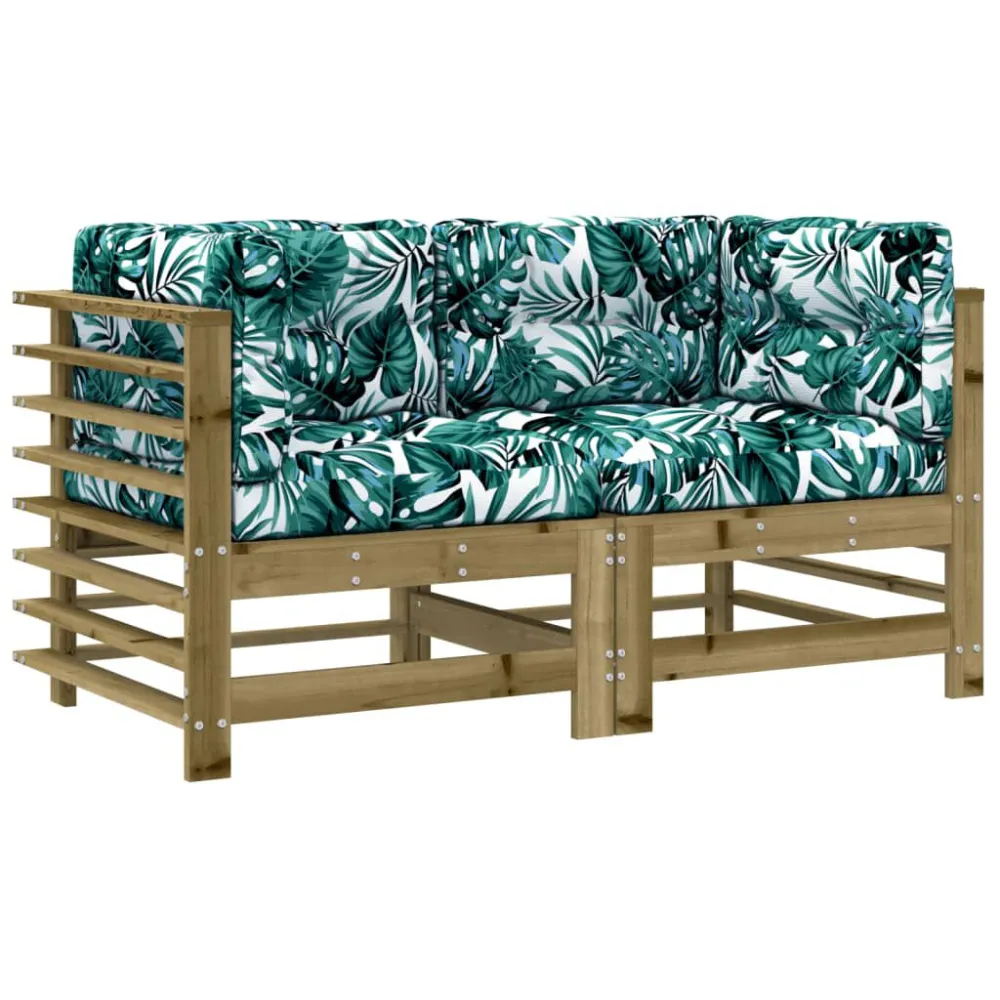 Divani Angolari con Cuscini 2 pz Legno Impregnato di Pino con Cuscino Estraibile