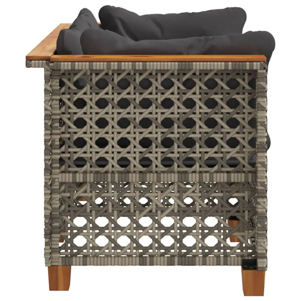 Divani Angolari da Giardino con Cuscini 2pz Polyrattan Grigio con Rivestimento Tessuto