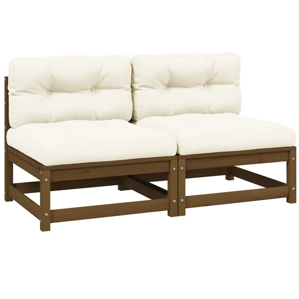 Divani Centrali Giardino con Cuscini Crema 2 pz Pino Massello Materiale Alluminio Anodizzato