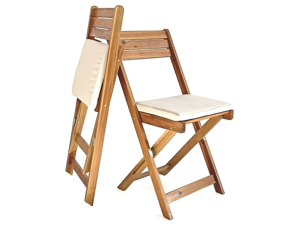 Estosa - Set tavolino e sedie da giardino pieghevoli legno con cuscini Genova Colori Vivaci
