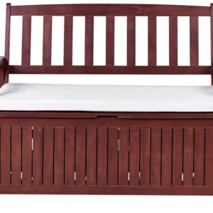 Garden Bench Cushion SOVANA Storage Acacia Wood White con Portabicchiere Integrato