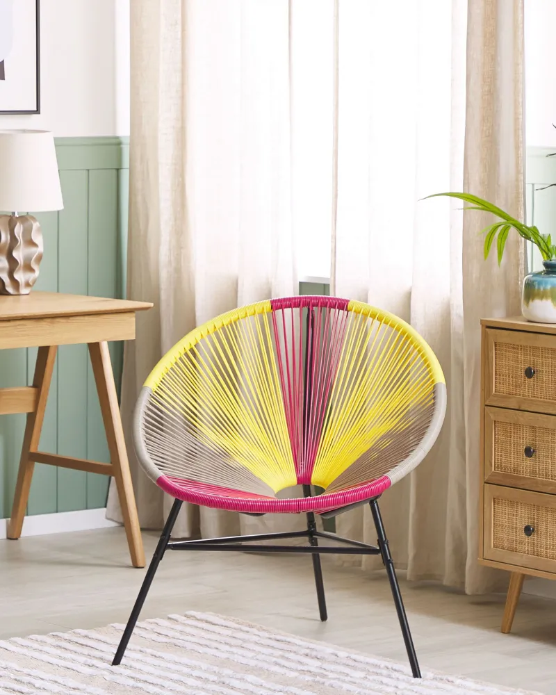 Garden Chair ACAPULCO PE Rattan Giallo sole | Pieghevole e Leggera