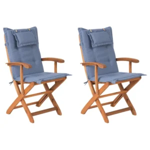 Garden Chair MAUI Acacia Wood Blue Materiale Alluminio Anodizzato