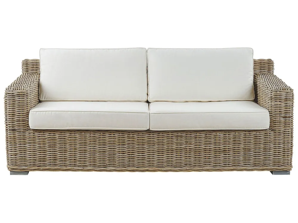 Garden Sofa ARDEA Rattan Light Brown 2 Seater Materiale Alluminio Anodizzato
