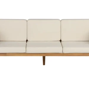 Garden Sofa BARATTI Acacia Wood Light Wood 3 Seater Materiale Alluminio Anodizzato