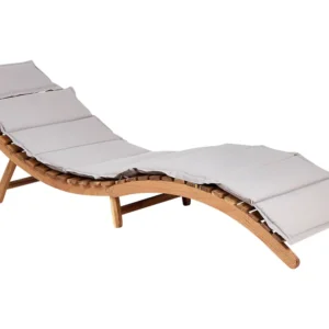 Lettino da giardino legno con cuscino grigio LUINO - Impermeabile e UV Resistente