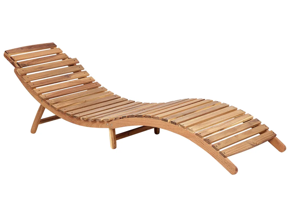 Lettino da giardino legno con cuscino grigio LUINO - Impermeabile e UV Resistente