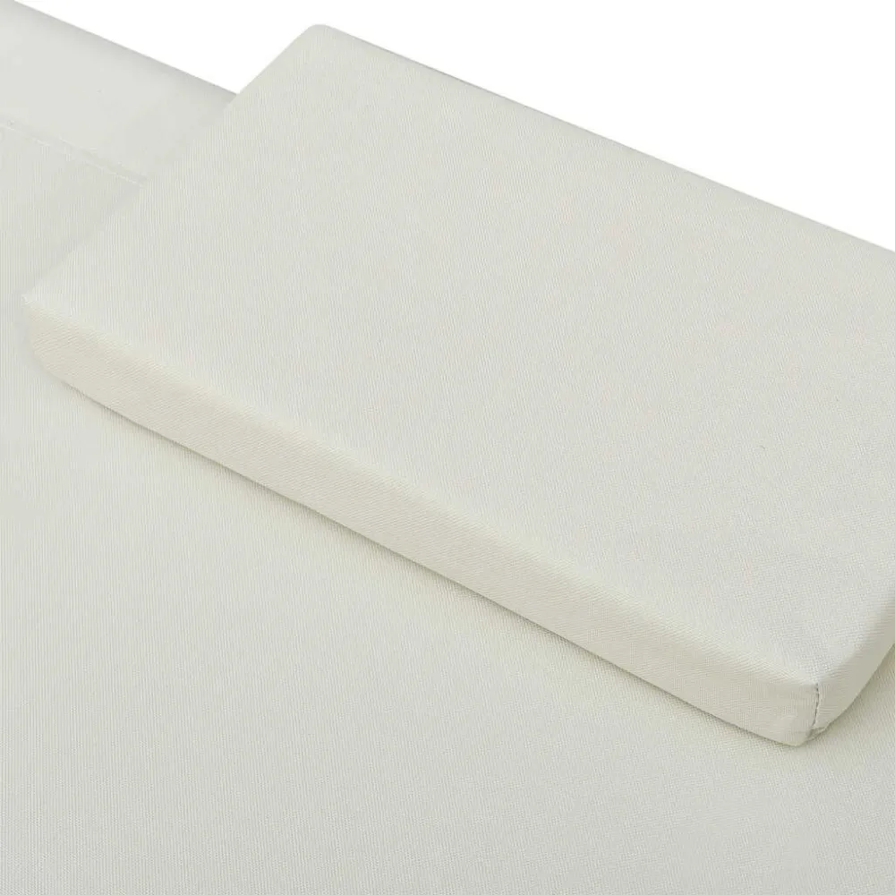Lettino Prendisole con Baldacchino e Cuscini Bianco Crema con Schienale Regolabile