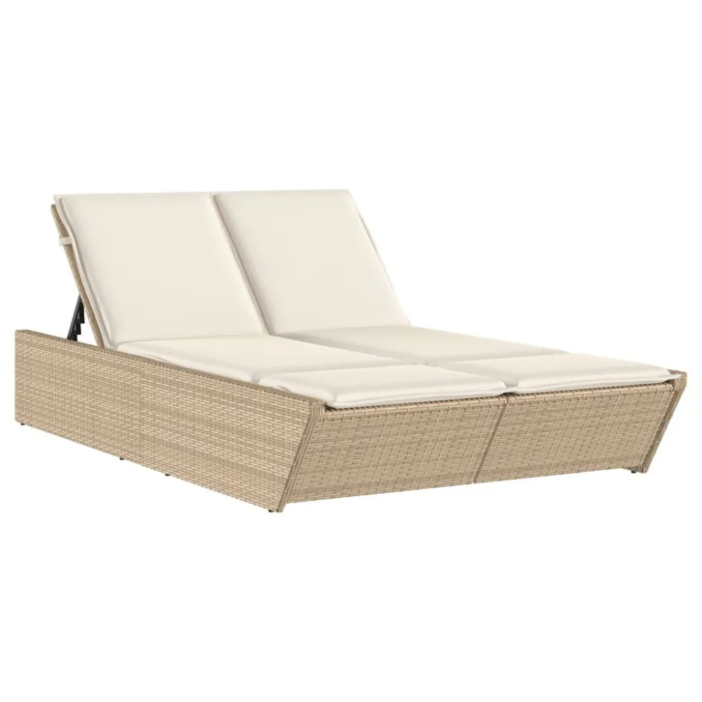 Lettino Prendisole con Cuscini Sabbia Polyrattan