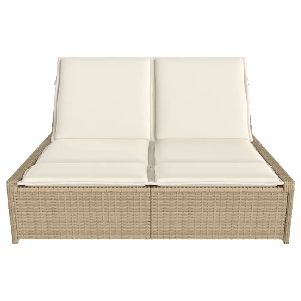 Lettino Prendisole con Cuscini Sabbia Polyrattan