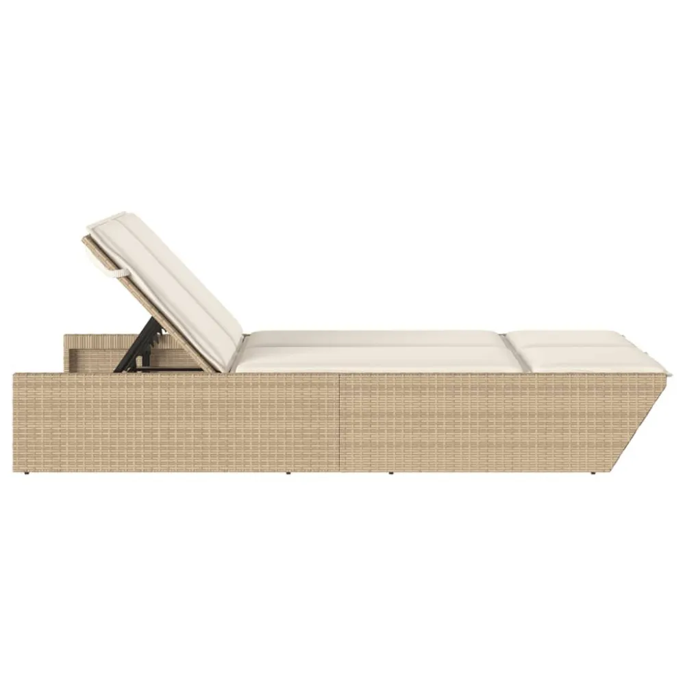 Lettino Prendisole con Cuscini Sabbia Polyrattan