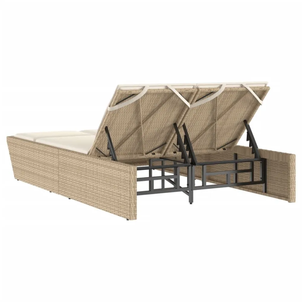 Lettino Prendisole con Cuscini Sabbia Polyrattan