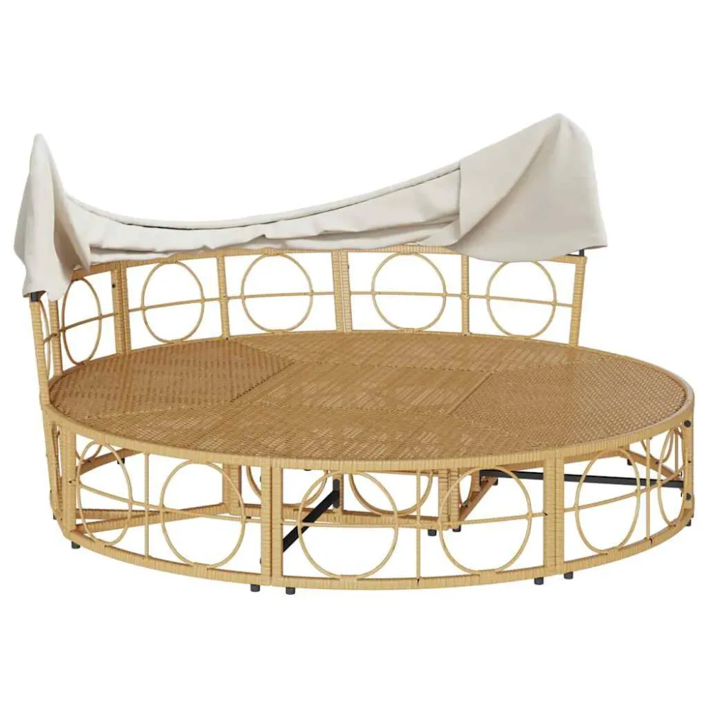 Lettino Prendisole Esterno Tetto e Cuscini Polyrattan | Pieghevole e Leggera