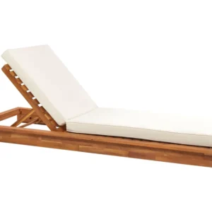 Lettino prendisole legno chiaro e cuscino bianco macchiato GRANARI Materiale Alluminio Anodizzato