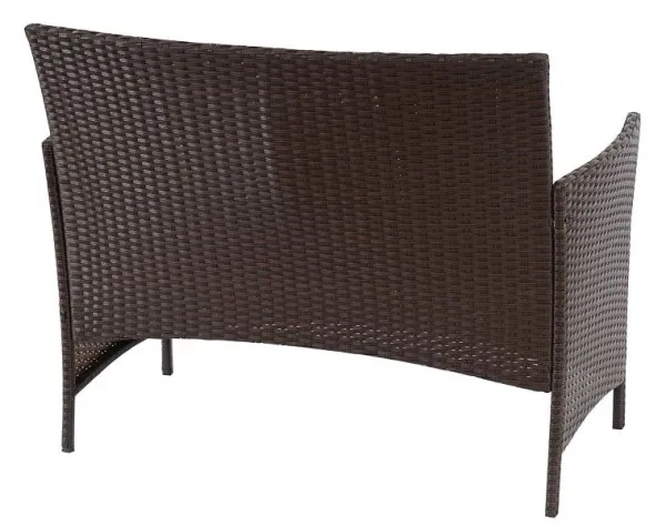 Mendler Halden panca da giardino polyrattan panca marrone screziato cuscini crema 52037 con Rivestimento Tessuto
