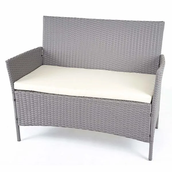 Mendler set da giardino polyrattan HWC-D82 set lounge grigio con cuscini crema 64506 con Struttura Acciaio