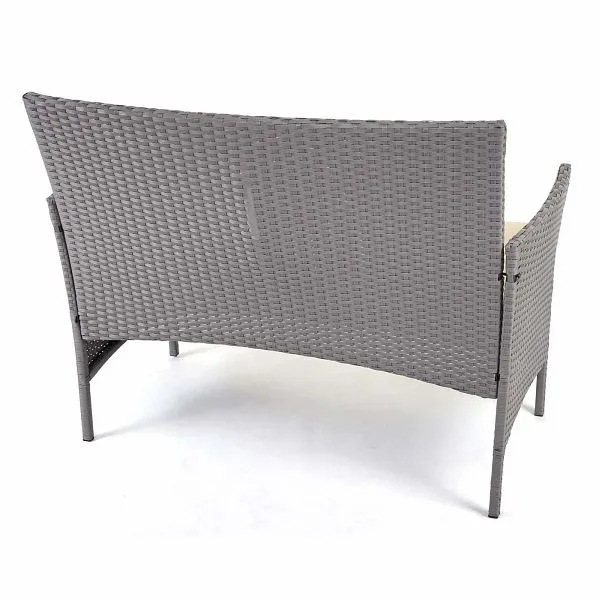 Mendler set da giardino polyrattan HWC-D82 set lounge grigio con cuscini crema 64506 con Struttura Acciaio