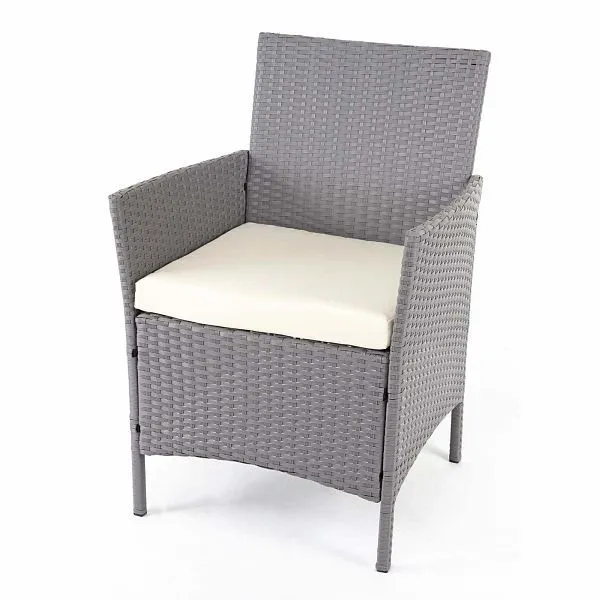 Mendler set da giardino polyrattan HWC-D82 set lounge grigio con cuscini crema 64506 con Struttura Acciaio