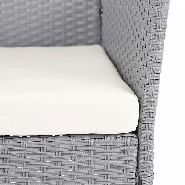 Mendler set da giardino polyrattan HWC-D82 set lounge grigio con cuscini crema 64506 con Struttura Acciaio