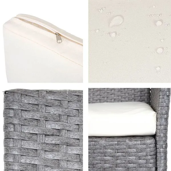 Mendler set di 2 sedie da giardino polyrattan Halden sedie vimini grigio cuscini crema 64303 Colori Vivaci