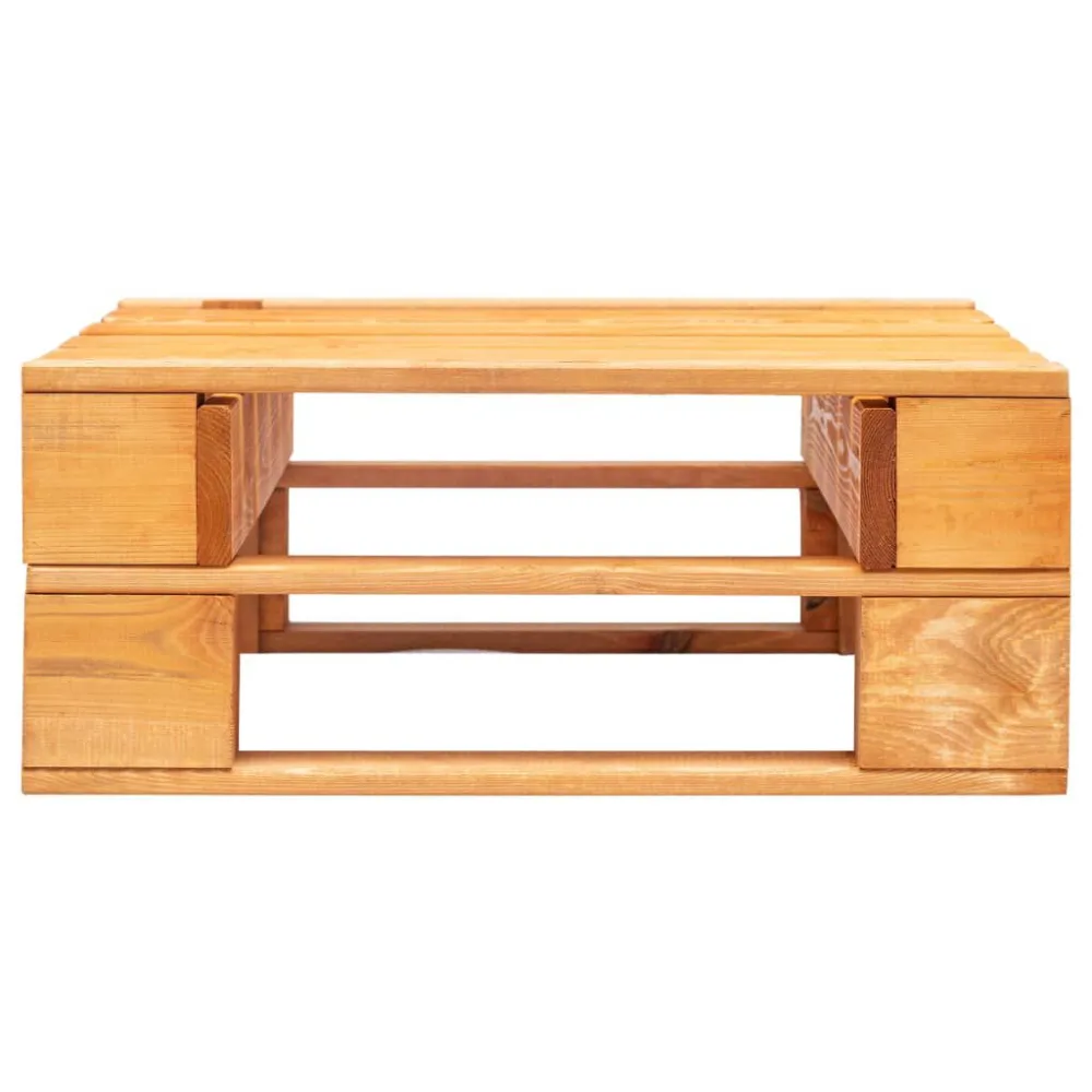 Ottomana da Giardino Pallet con Cuscino Sabbia Legno Marrone con Portabicchiere Integrato