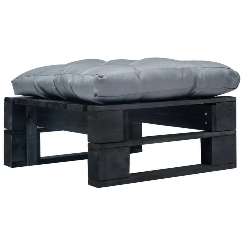 Ottomana Pallet da Giardino con Cuscino Grigio Legno Nero Materiale Alluminio Anodizzato