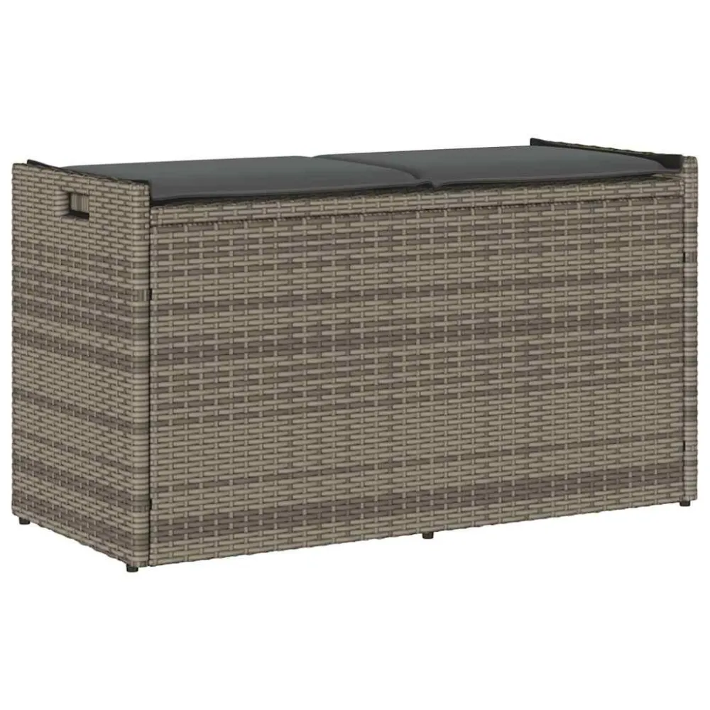 Panca Dondolo Cassapanca da Esterno con Cuscino Grigia 100 cm Polyrattan