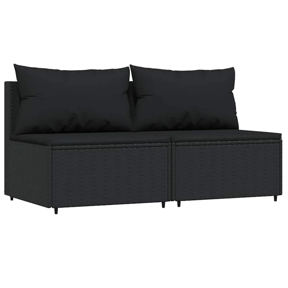 Panca Dondolo Divani Centrali da Giardino con Cuscini 2pz Polyrattan Nero