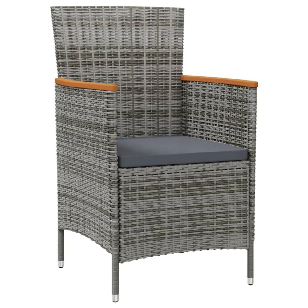 Panca Dondolo Mobili da Giardino 3 pz con Cuscini Polyrattan Nero e Grigio