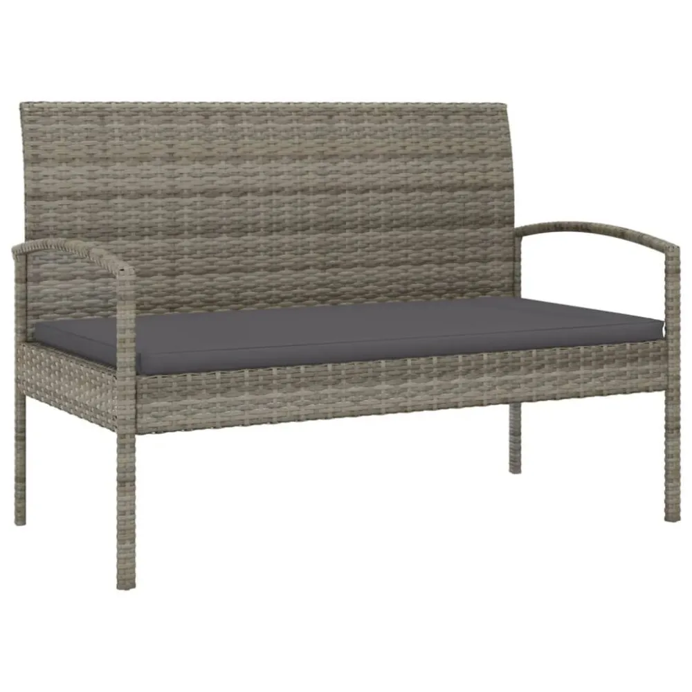 Panca Dondolo Panca da Giardino con Cuscino Grigia 105 cm Polyrattan