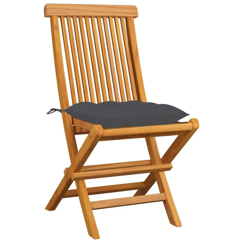 Panca Dondolo Sedie da Giardino con Cuscini Antracite 8 pz Massello di Teak